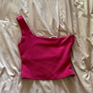 Zara One-Shoulder Pink Crop Top - Women